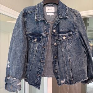 VERVET BY FLYING MONKEY Distressed Blue Denim Jean Jacket